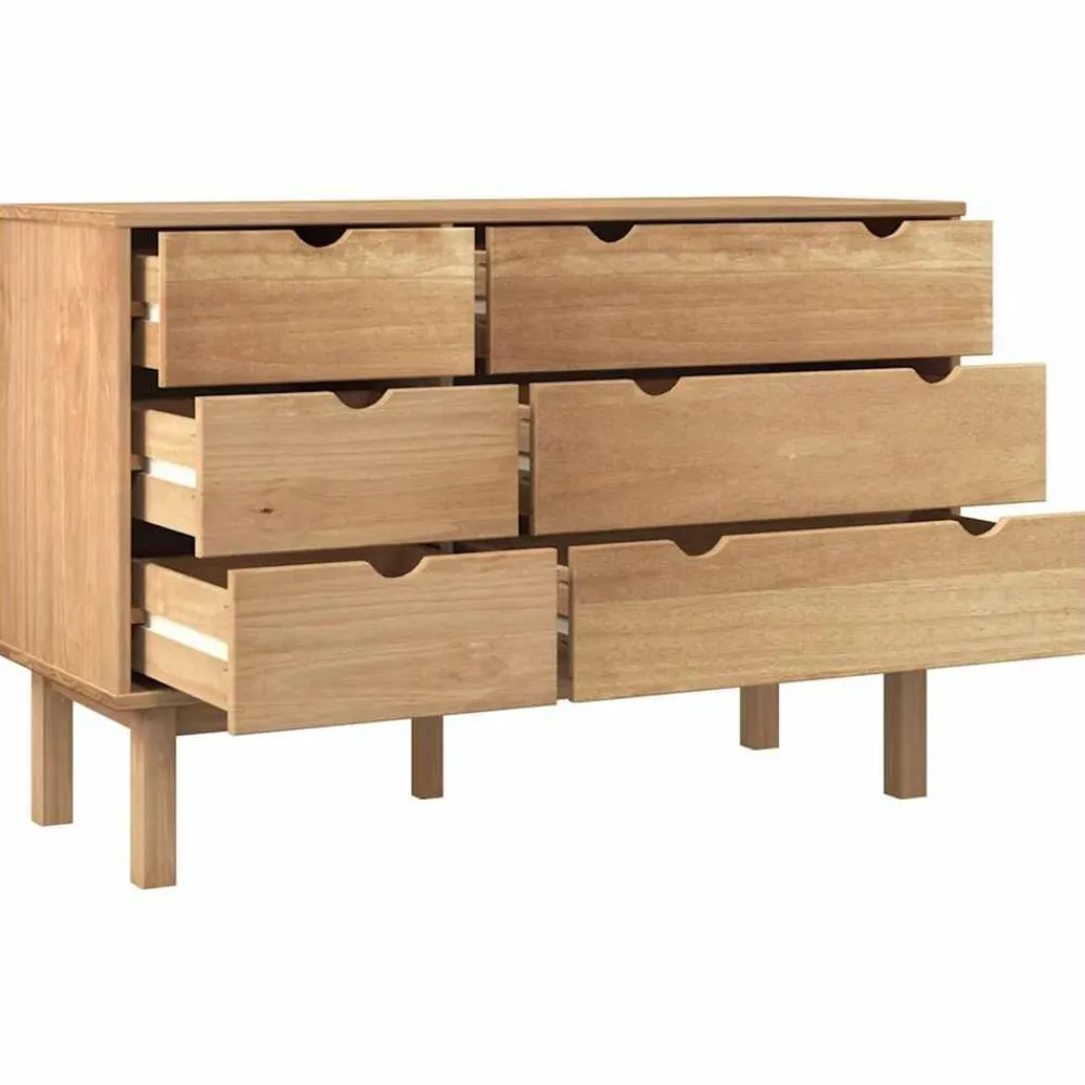 vidaXL Cajonera OTTA madera maciza de pino 111x43x73,5 cm Marrón New