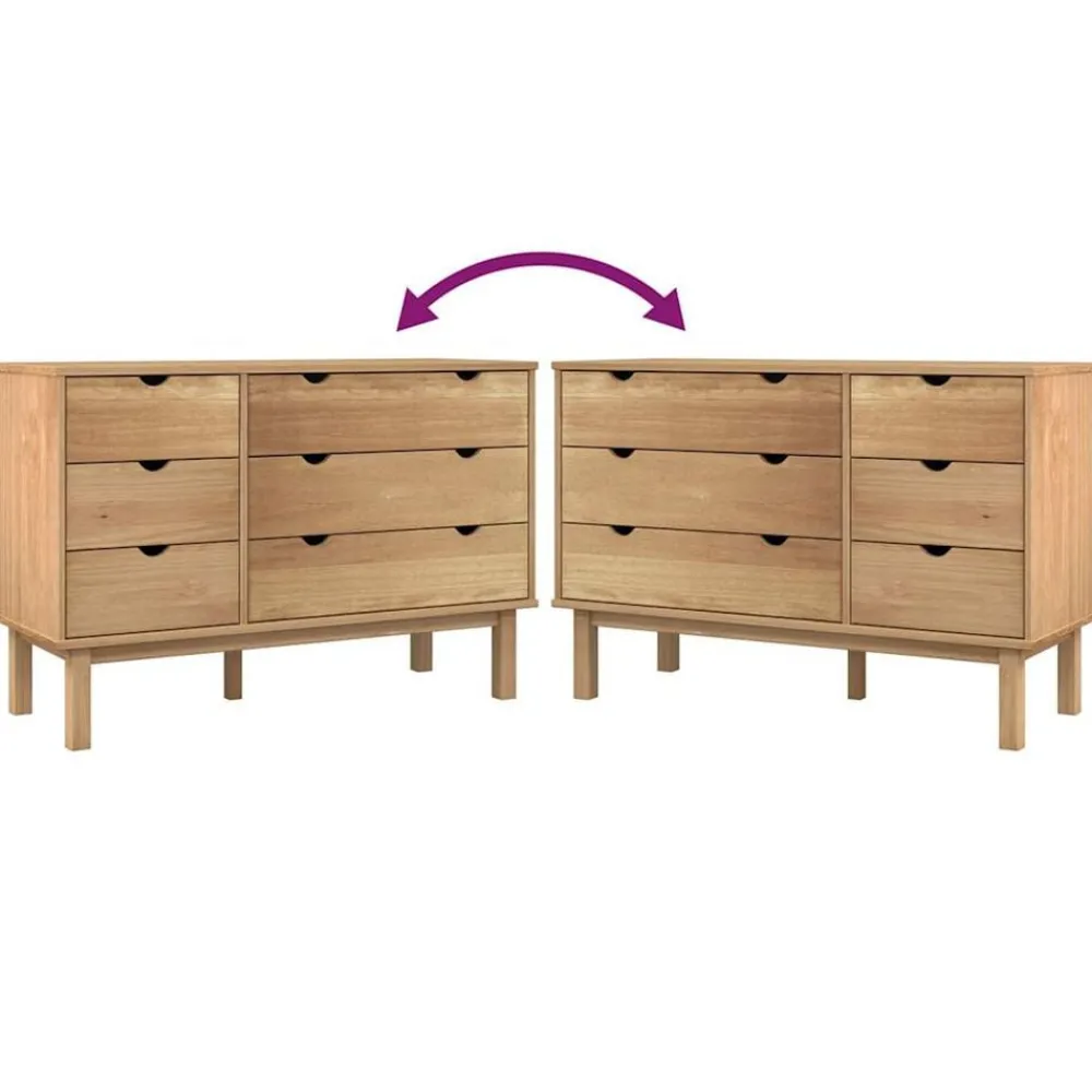vidaXL Cajonera OTTA madera maciza de pino 111x43x73,5 cm Marrón New