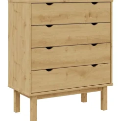 vidaXL Cajonera OTTA madera maciza de pino 76,5x39,5x90 cm Marr&oacute;n Outlet