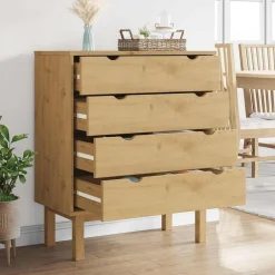 vidaXL Cajonera OTTA madera maciza de pino 76,5x39,5x90 cm Marrón Outlet