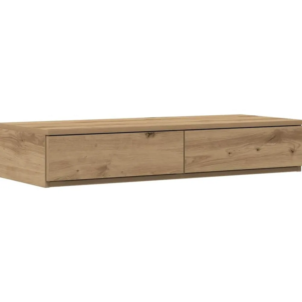 vidaXL Mesas-Cajones de cama con cajón Roble artesanal 100 x 36,5 x 16,5 cm