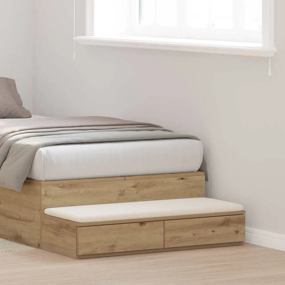 vidaXL Mesas-Cajones de cama con cajón Roble artesanal 100 x 36,5 x 16,5 cm