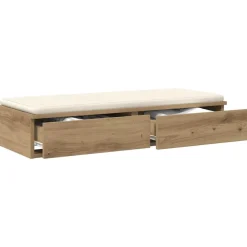 vidaXL Mesas-Cajones de cama con cajón Roble artesanal 100 x 36,5 x 16,5 cm
