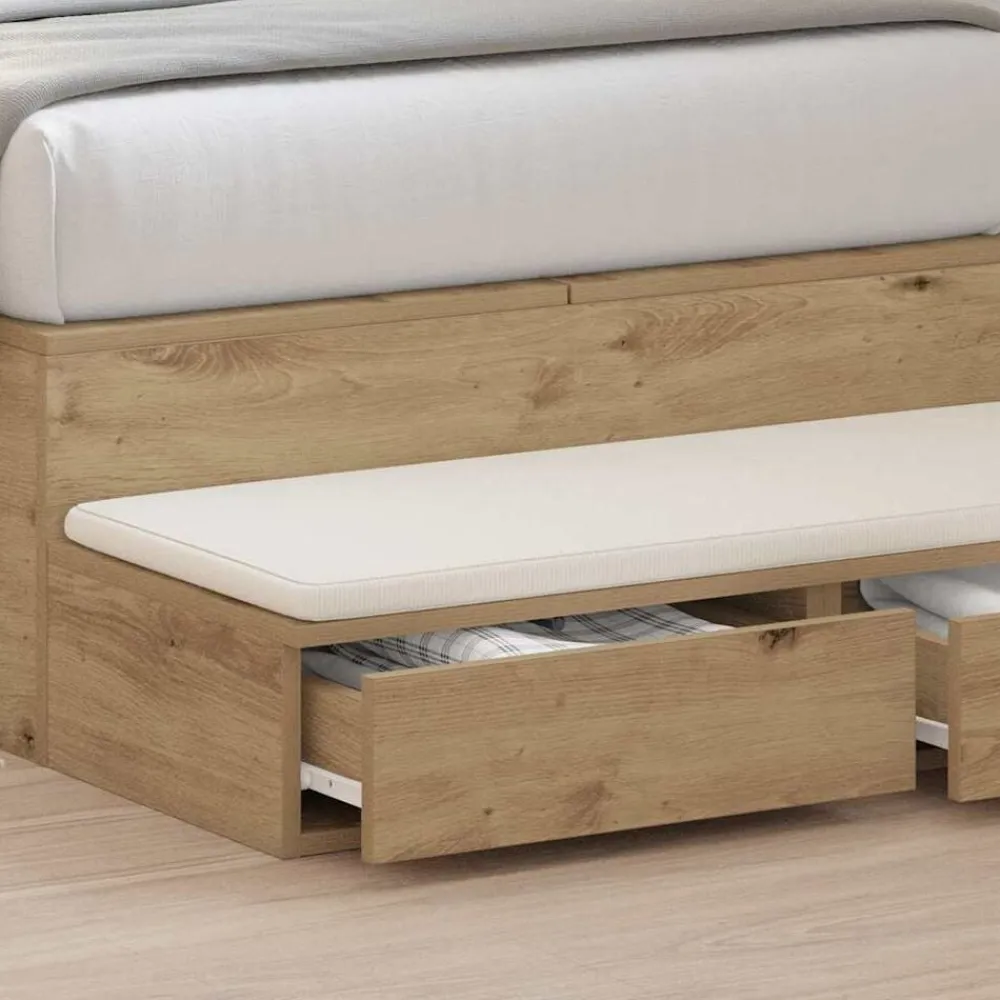 vidaXL Mesas-Cajones de cama con cajón Roble artesanal 100 x 36,5 x 16,5 cm