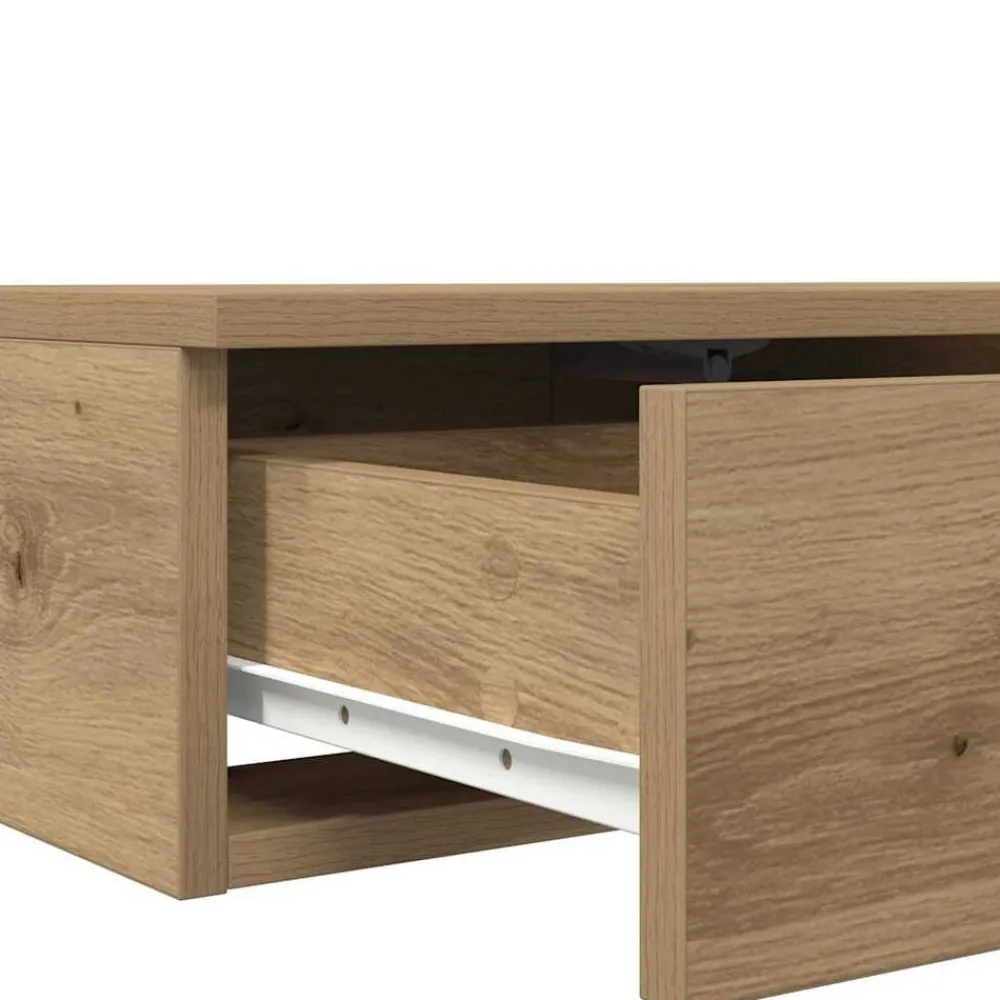 vidaXL Mesas-Cajones de cama con cajón Roble artesanal 100 x 36,5 x 16,5 cm