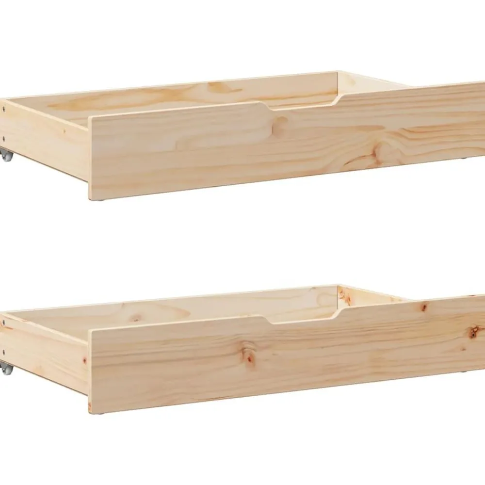 vidaXL Cajones debajo de cama con ruedas 2 uds madera maciza de pino Natural Hot