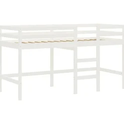 vidaXL Camas Y Accesorios-Cama alta para niños con cortinas madera pino azul 90x190 cm