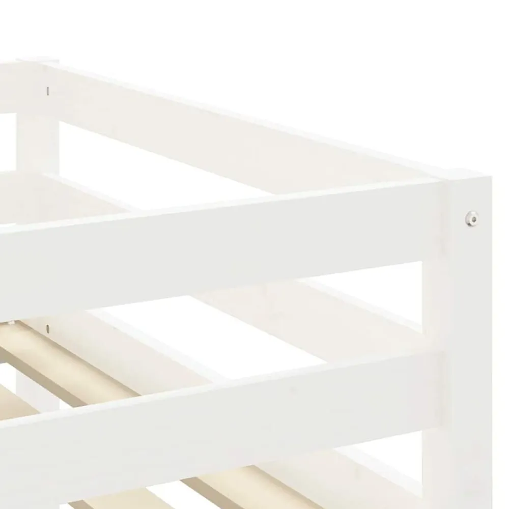vidaXL Camas Y Accesorios-Cama alta para niños con cortinas madera pino azul 90x190 cm