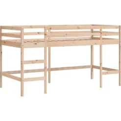 vidaXL Cama alta para niños con túnel madera pino azul 80x200 cm Natural y azul
