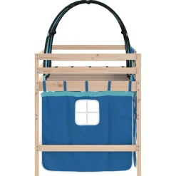 vidaXL Cama alta para niños con túnel madera pino azul 80x200 cm Natural y azul