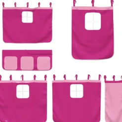 vidaXL Camas Y Accesorios-Cama alta para niños con cortinas madera pino rosa 80x200 cm