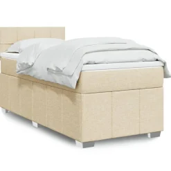 vidaXL Cama box spring con colchón tela color 80x200 cm Crema Best