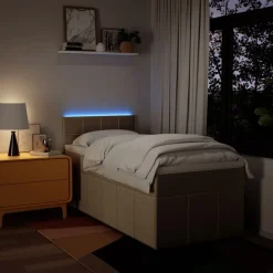 vidaXL Cama box spring con colchón tela color 80x200 cm Crema Best