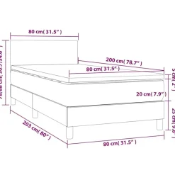 vidaXL Cama box spring colchón y LED terciopelo 80x200 cm Verde oscuro Online