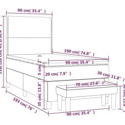 vidaXL Camas Y Accesorios-Cama box spring con colchón cuero sintético 90x190 cm