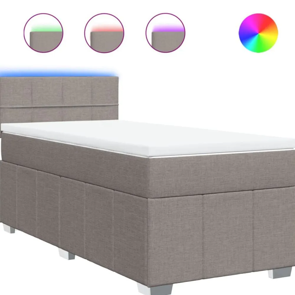 vidaXL Cama box spring con colchón tela gris taupe 80x200 cm Taupé