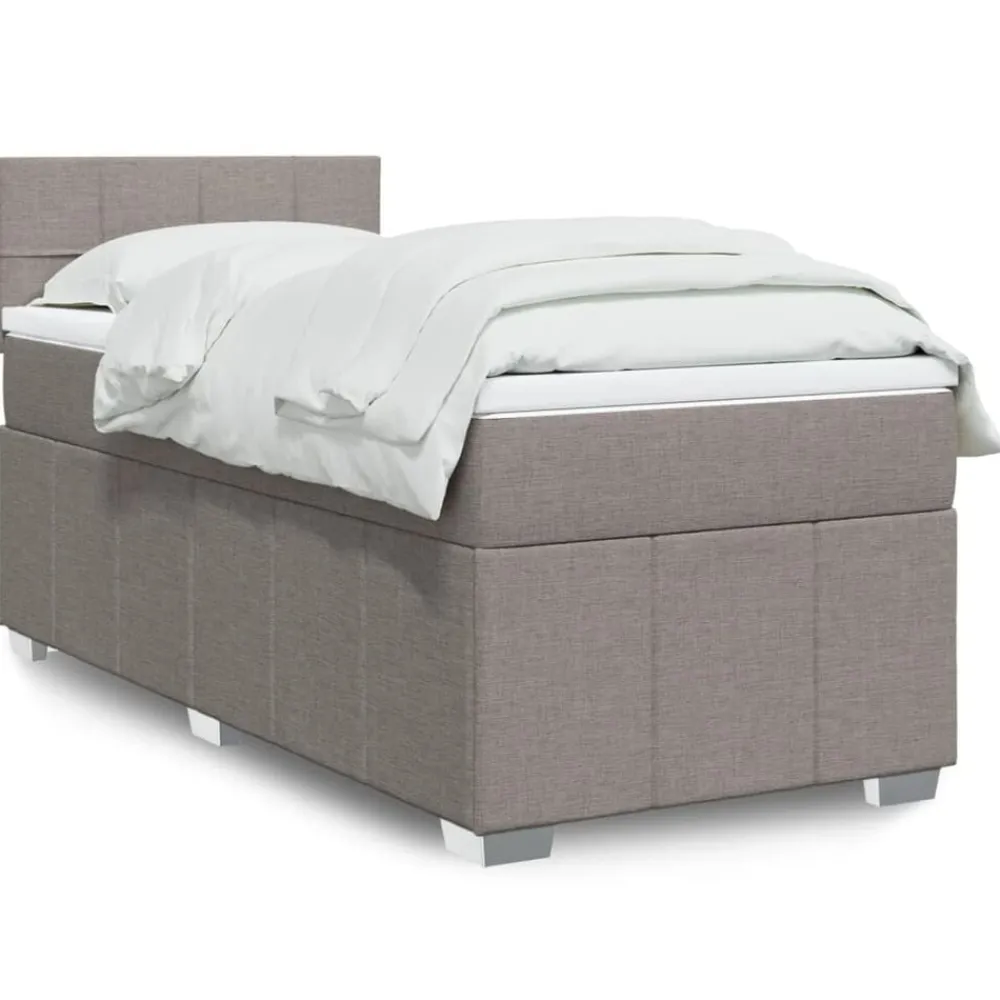 vidaXL Cama box spring con colchón tela gris taupe 80x200 cm Taupé