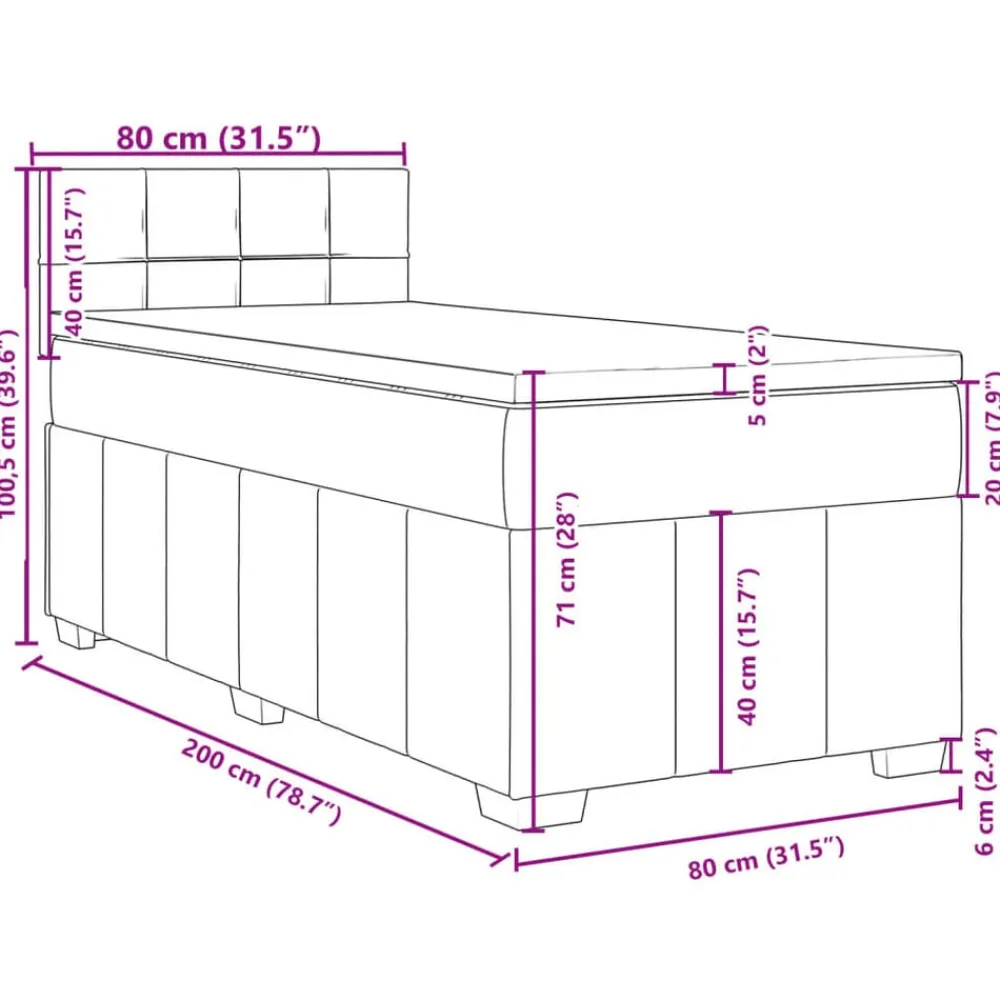 vidaXL Cama box spring con colchón tela gris taupe 80x200 cm Taupé