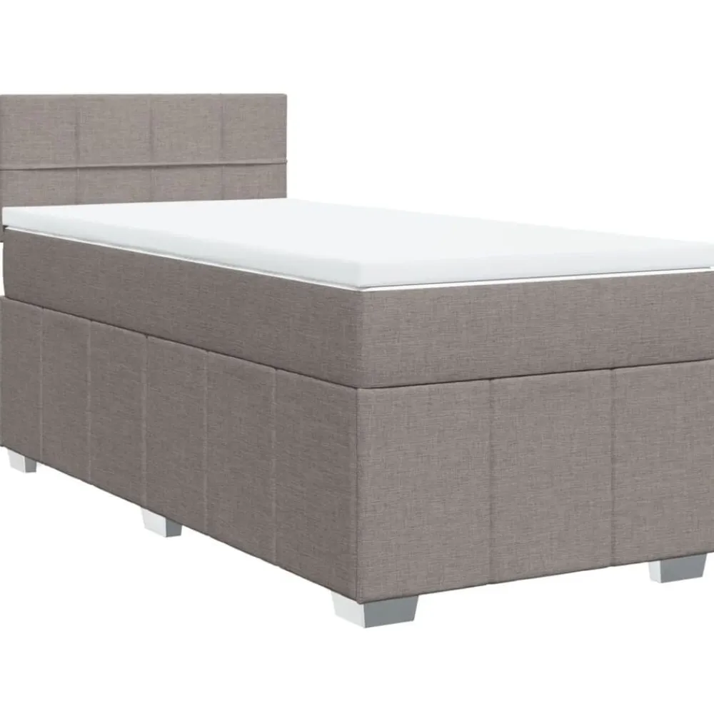 vidaXL Cama box spring con colchón tela gris taupe 80x200 cm Taupé