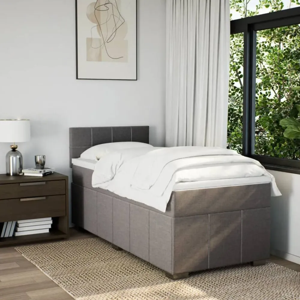 vidaXL Cama box spring con colchón tela gris taupe 80x200 cm Taupé