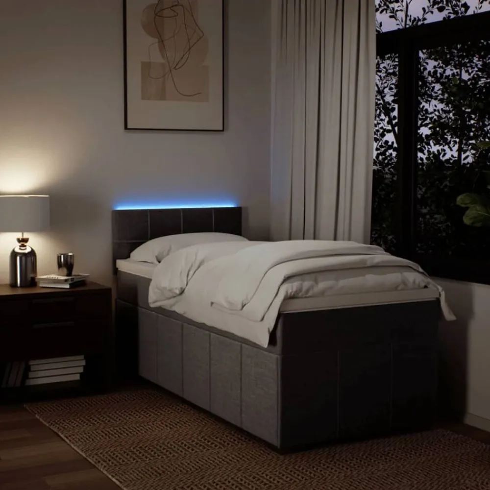 vidaXL Cama box spring con colchón tela gris taupe 80x200 cm Taupé