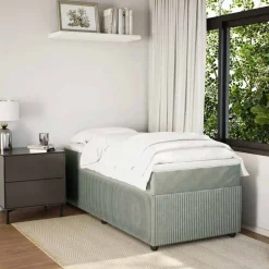 vidaXL Cama box spring con colchón terciopelo 80x200 cm Gris claro Outlet
