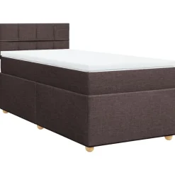 vidaXL Camas Y Accesorios-Cama box spring con colchón tela marrón oscuro 80x200 cm