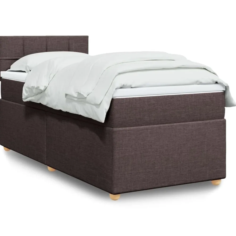 vidaXL Camas Y Accesorios-Cama box spring con colchón tela marrón oscuro 80x200 cm
