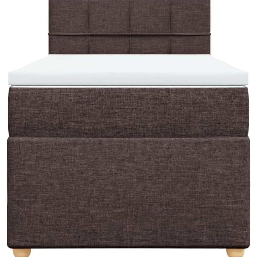 vidaXL Camas Y Accesorios-Cama box spring con colchón tela marrón oscuro 80x200 cm