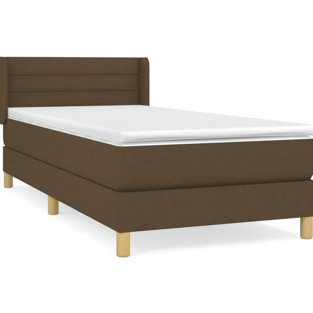 vidaXL Cama box spring con colchón tela marrón oscuro 80x200 cm Marrón oscuro New