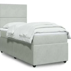 vidaXL Cama box spring con colchón terciopelo 80x200 cm Gris claro Best