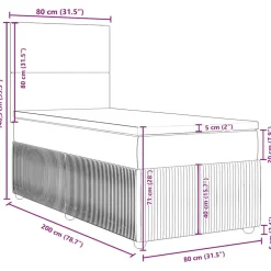 vidaXL Cama box spring con colchón terciopelo 80x200 cm Gris claro Best