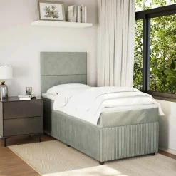 vidaXL Cama box spring con colchón terciopelo 80x200 cm Gris claro Best