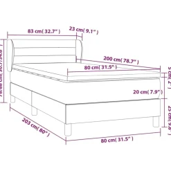 vidaXL Camas Y Accesorios-Cama box spring con colchón tela marrón oscuro 80x200 cm