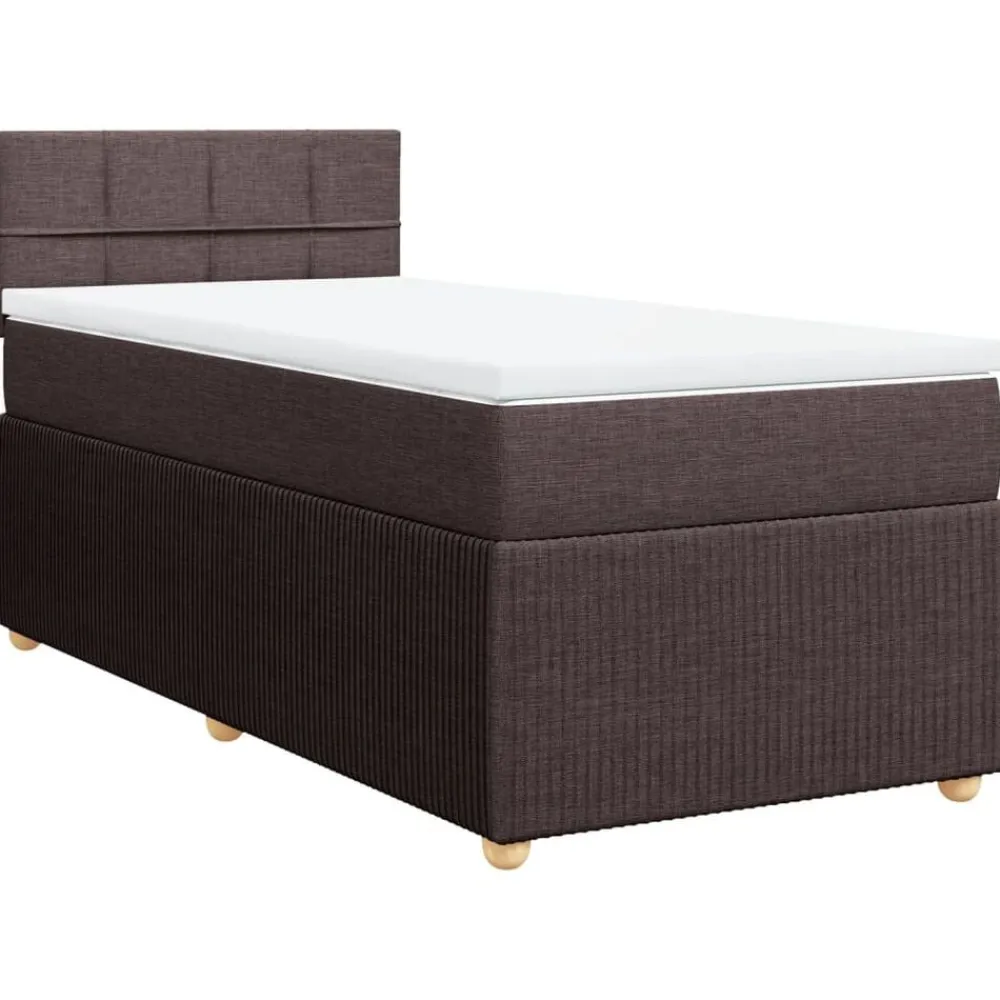 vidaXL Camas Y Accesorios-Cama box spring con colchón tela marrón oscuro 80x200 cm