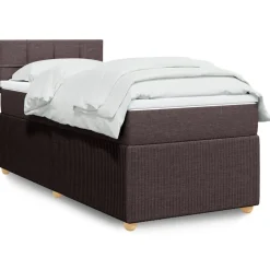 vidaXL Camas Y Accesorios-Cama box spring con colchón tela marrón oscuro 80x200 cm