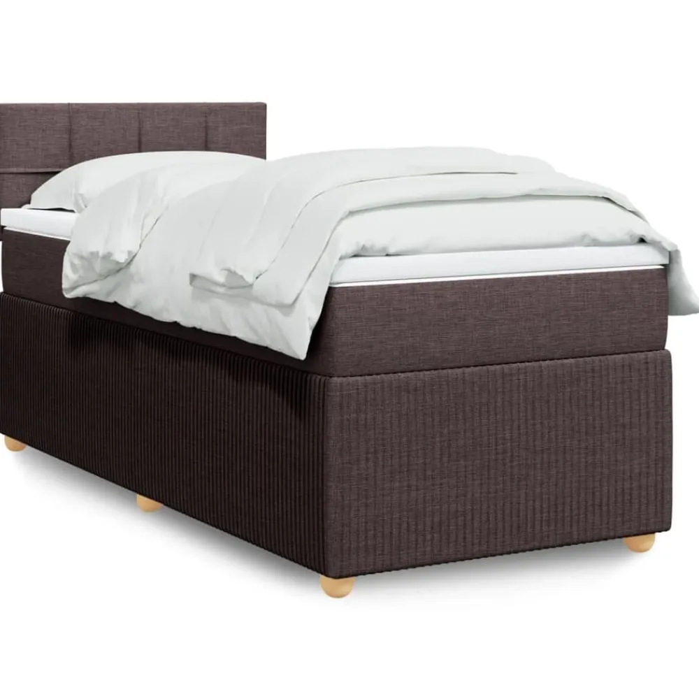 vidaXL Camas Y Accesorios-Cama box spring con colchón tela marrón oscuro 80x200 cm