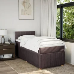 vidaXL Camas Y Accesorios-Cama box spring con colchón tela marrón oscuro 80x200 cm