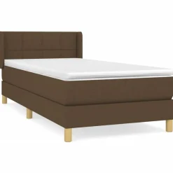 vidaXL Camas Y Accesorios-Cama box spring con colchón tela marrón oscuro 80x200 cm