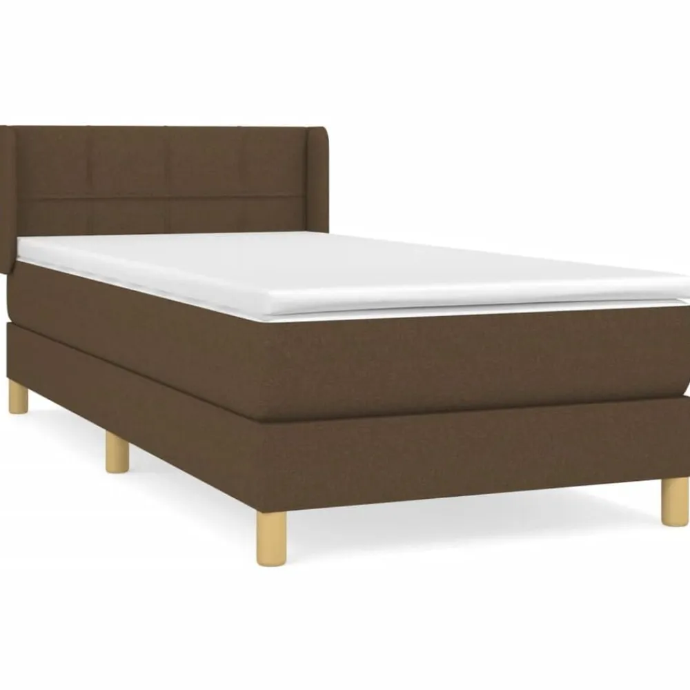 vidaXL Camas Y Accesorios-Cama box spring con colchón tela marrón oscuro 80x200 cm