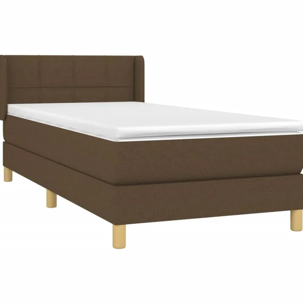 vidaXL Camas Y Accesorios-Cama box spring con colchón tela marrón oscuro 80x200 cm