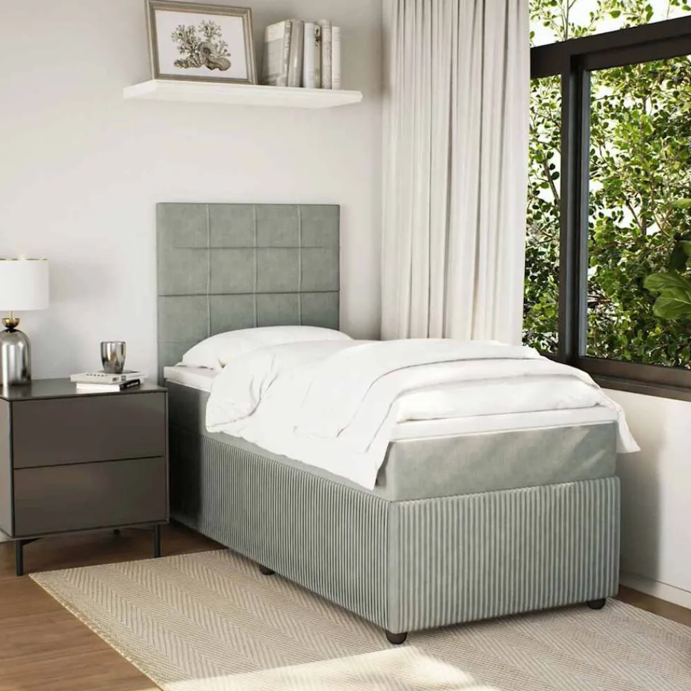 vidaXL Camas Y Accesorios-Cama box spring con colchón terciopelo 80x200 cm