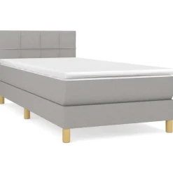 vidaXL Cama box spring con colchón tela 80x200 cm Gris claro Sale