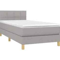 vidaXL Cama box spring con colchón tela 80x200 cm Gris claro Sale