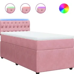 vidaXL Cama box spring con colchón terciopelo 80x200 cm Rosa Hot