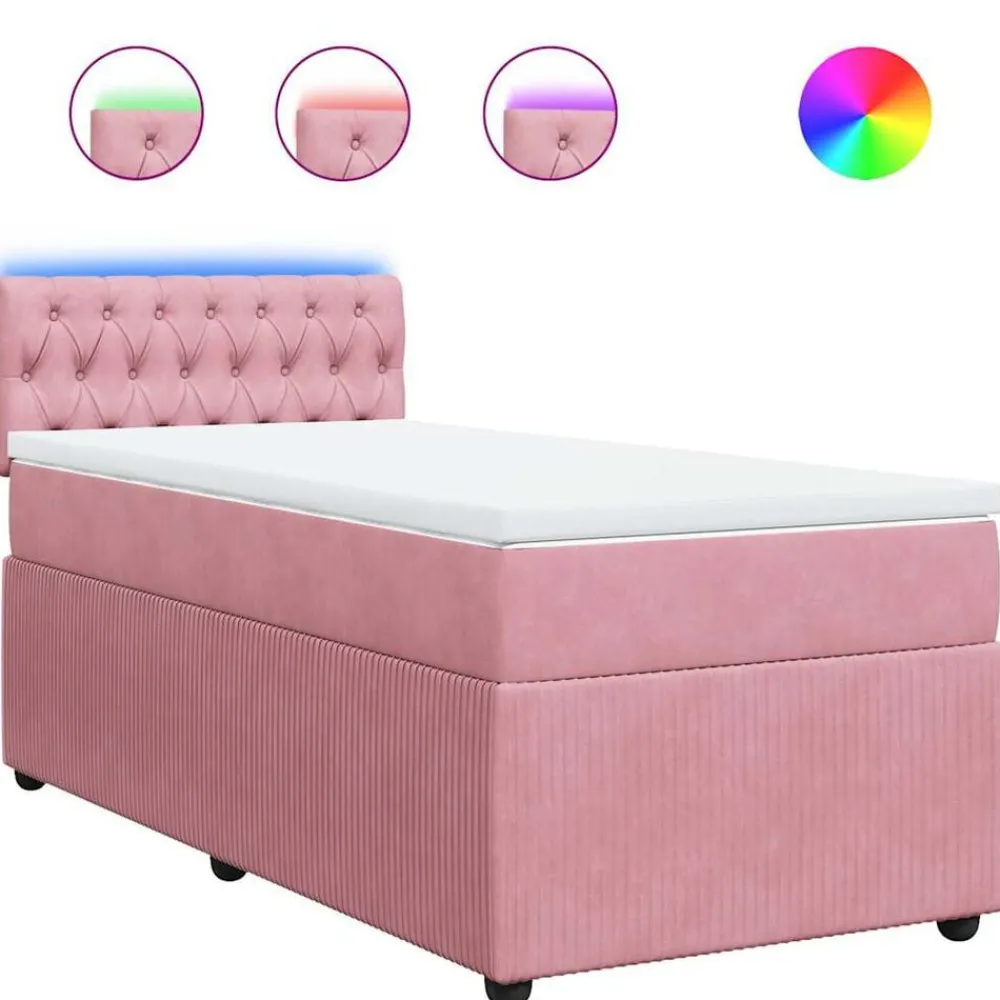 vidaXL Cama box spring con colchón terciopelo 80x200 cm Rosa Hot