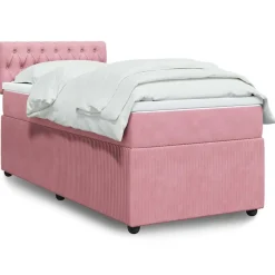 vidaXL Cama box spring con colchón terciopelo 80x200 cm Rosa Hot