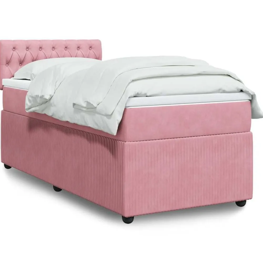 vidaXL Cama box spring con colchón terciopelo 80x200 cm Rosa Hot
