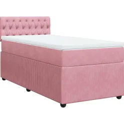 vidaXL Cama box spring con colchón terciopelo 80x200 cm Rosa Hot