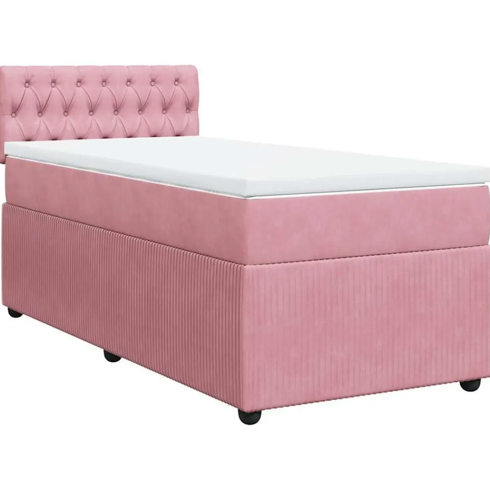 vidaXL Cama box spring con colchón terciopelo 80x200 cm Rosa Hot